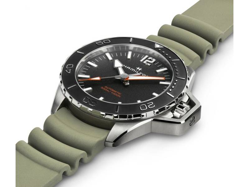 OROLOGIO UOMO AUTOMATICO ACCIAIO/CAUCCIU' FROGMAN KHAKI NAVY HAMILTON H77825331